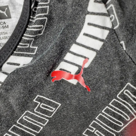 PUMA Black and White Logo Baby Boy Bodysuit Size 6-9M EUC - Picture 3 of 7